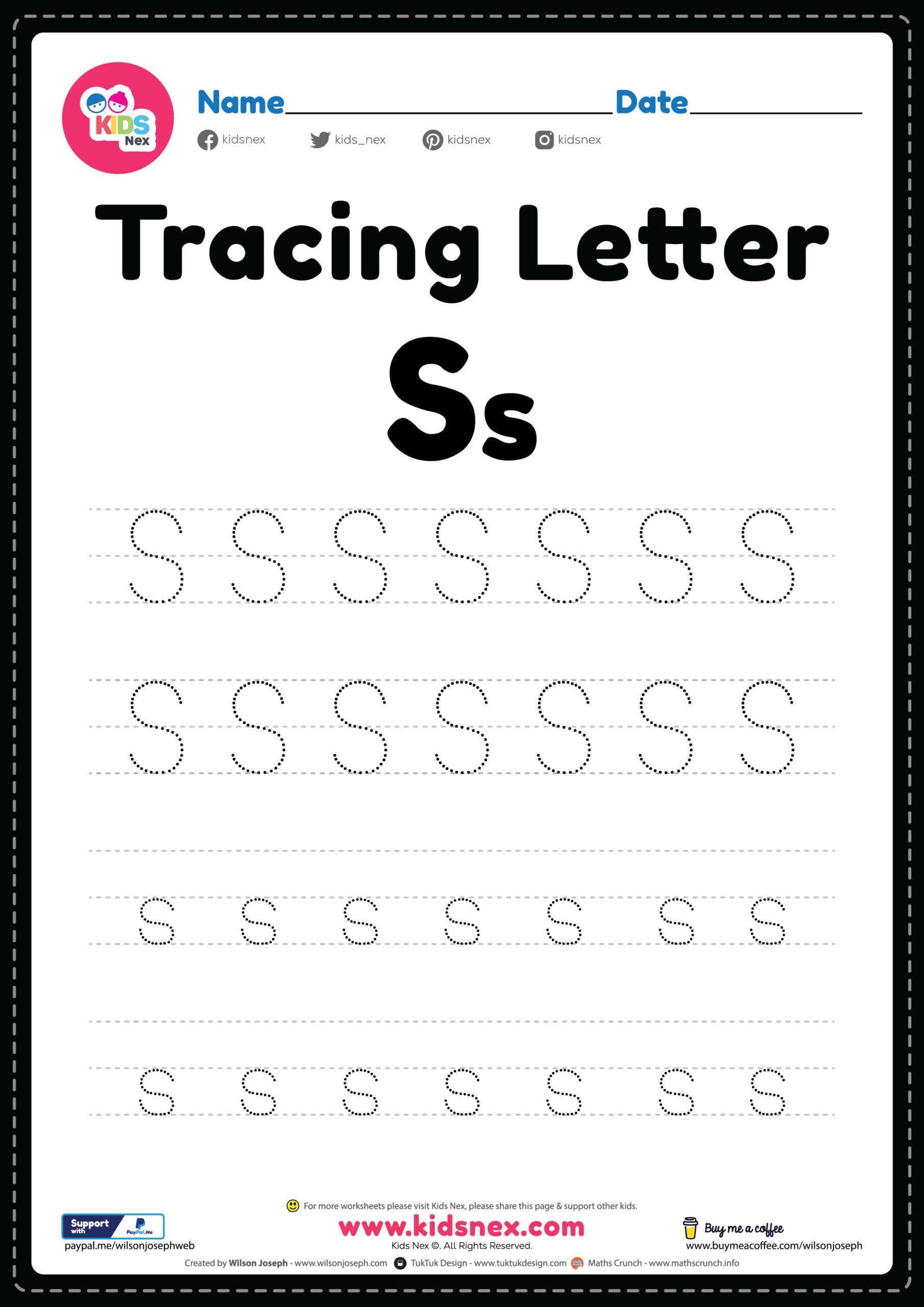 letter s tracing page letter s tracing page