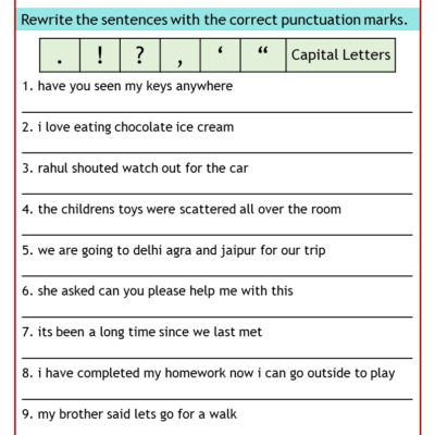 Free Printable Punctuation Worksheets PDF For Kids