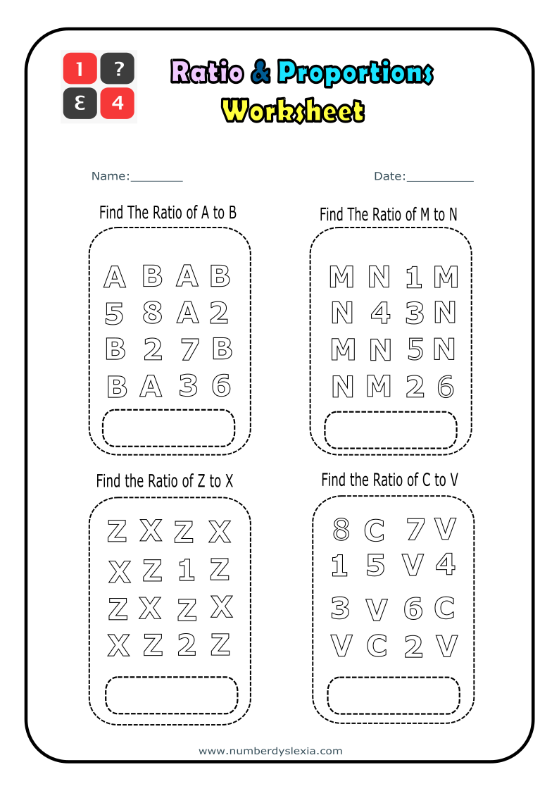Free Printable Ratio And Proportion Worksheets PDF Number Dyslexia