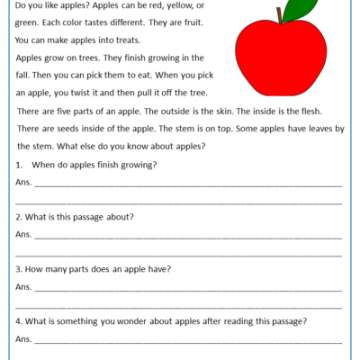 Free Printable Reading Comprehension Worksheets