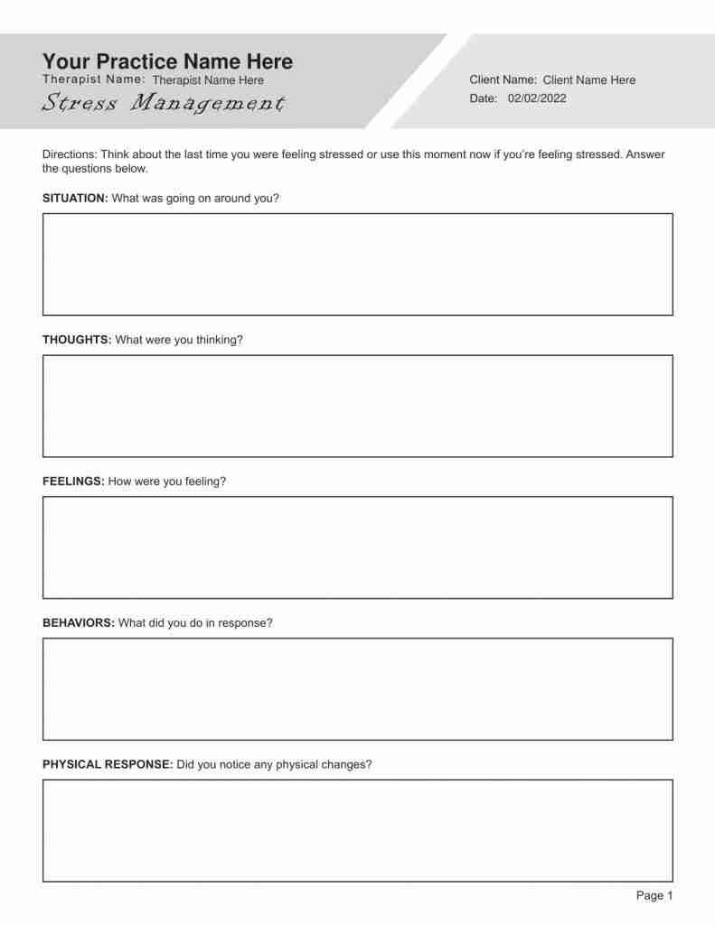Free Printable Stress Management Worksheets Pdf Avaworksheets Free Printable Stress Management Worksheets Pdf Avaworksheets
