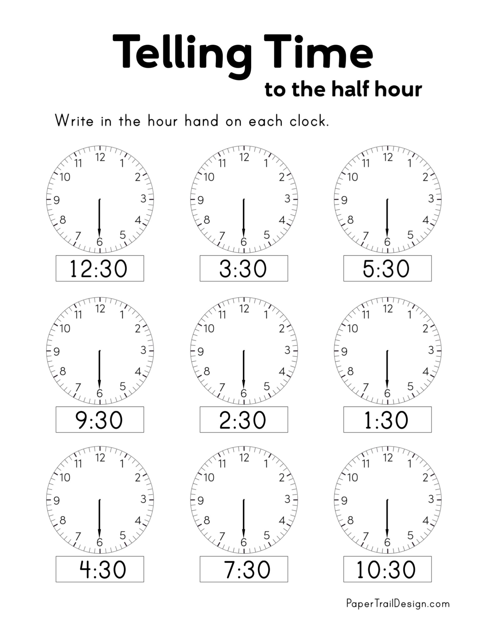 Free Printable Telling Time Worksheets Paper Trail Design Free Printable Telling Time Worksheets Paper Trail Design