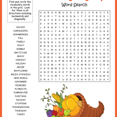 Free Printable Thanksgiving Word Search