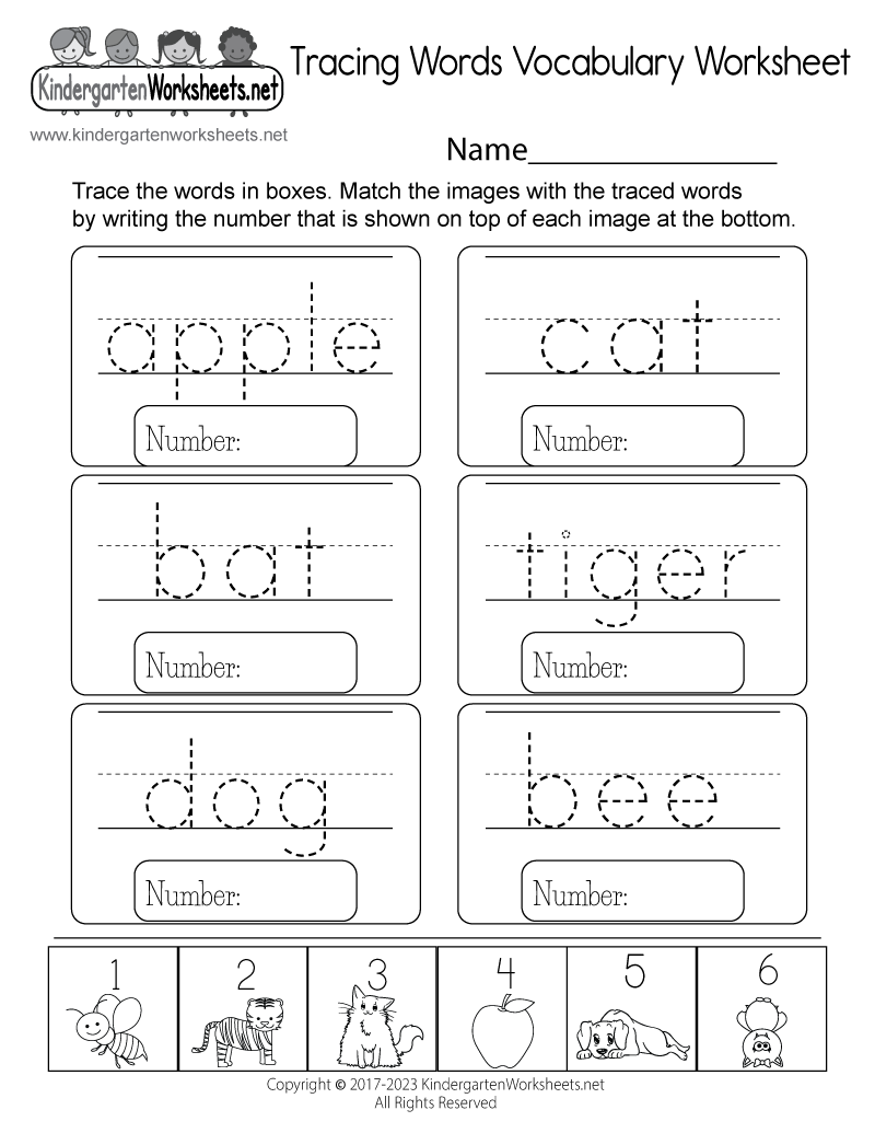 Free Printable Tracing Words Vocabulary Worksheet Free Printable Tracing Words Vocabulary Worksheet