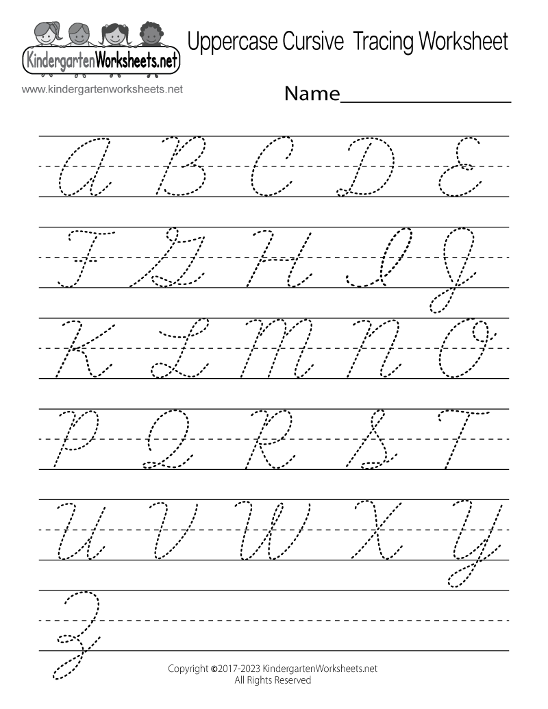 Free Printable Uppercase Cursive Tracing Worksheet