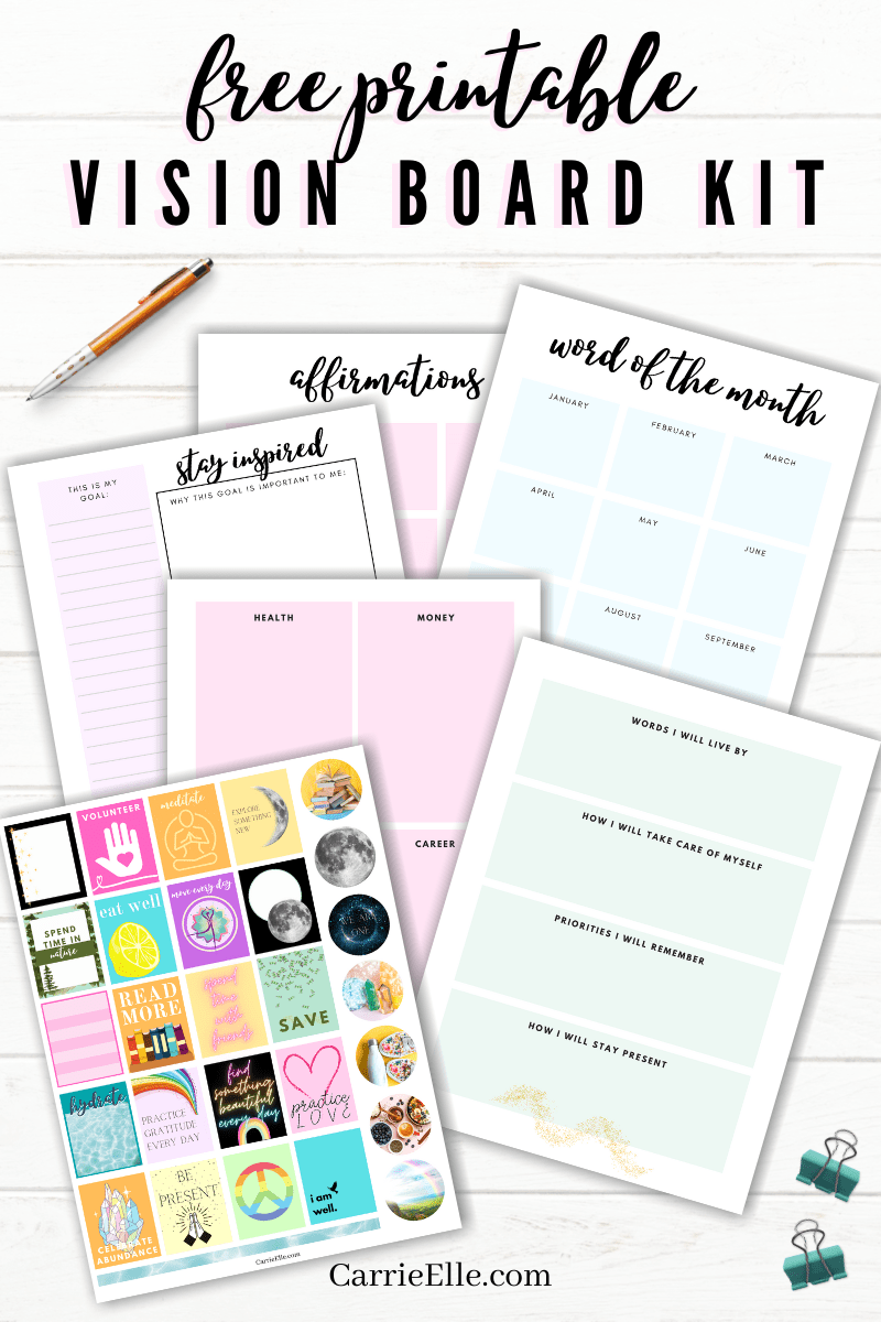 Free Printable Vision Board Kit Carrie Elle Free Printable Vision Board Kit Carrie Elle