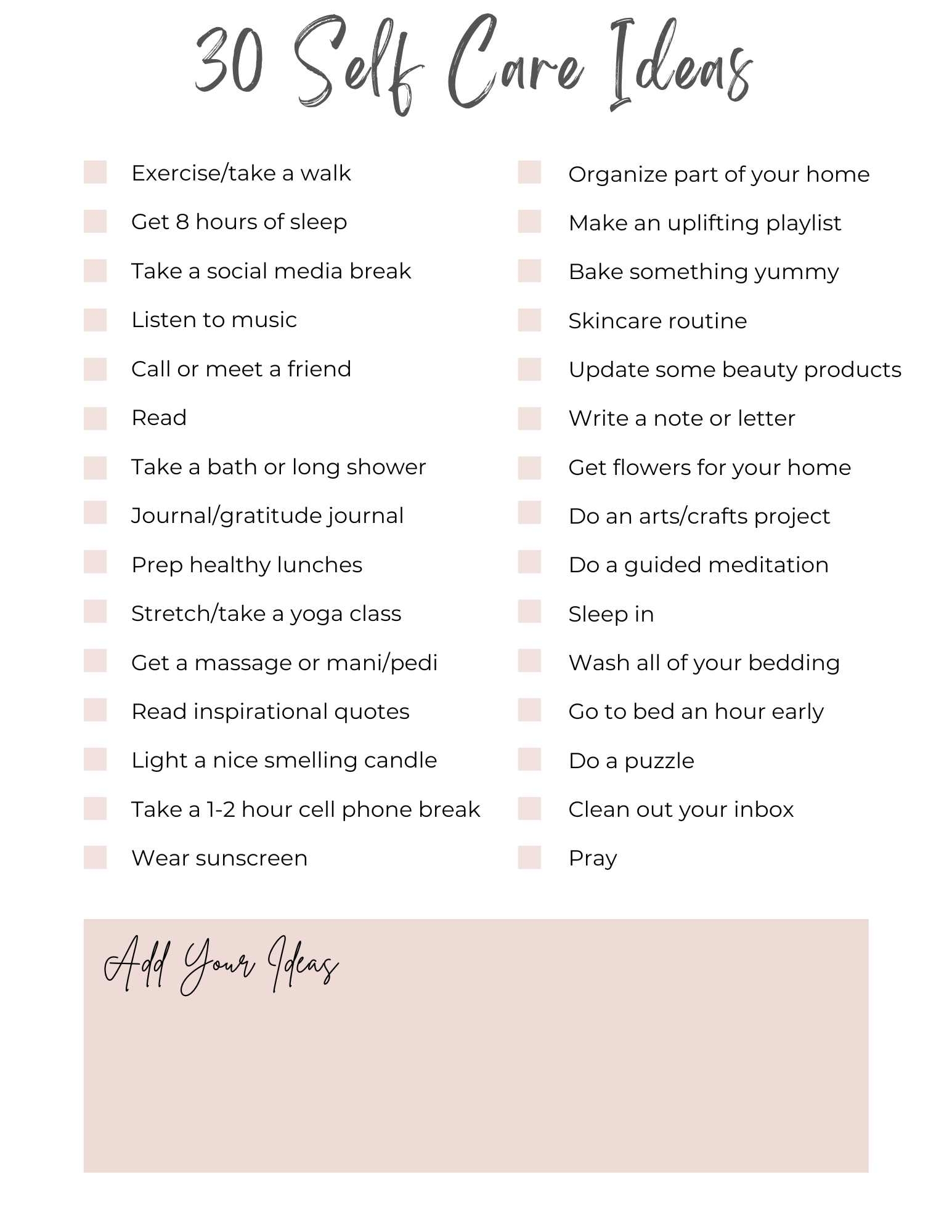 Free Printable Weekly Self Care Checklist Customizable Free Printable Weekly Self Care Checklist Customizable