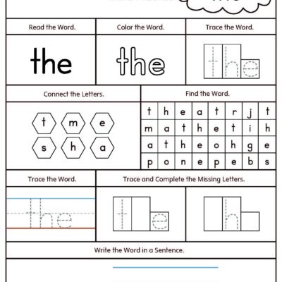 FREE Sight Word The Printable Worksheet MyTeachingStation