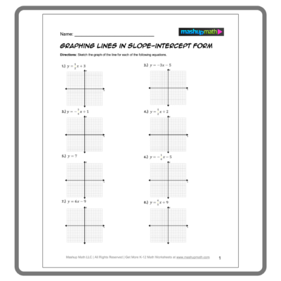 Free Slope Intercept Form Worksheets with Answers Mashup Math