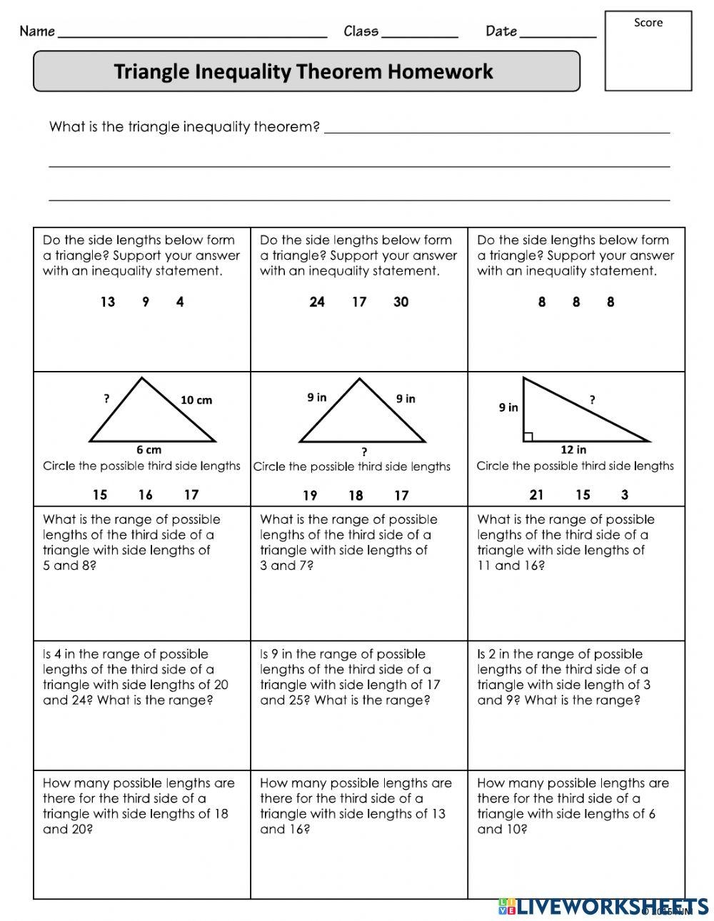 worksheet triangle inequalities answer key