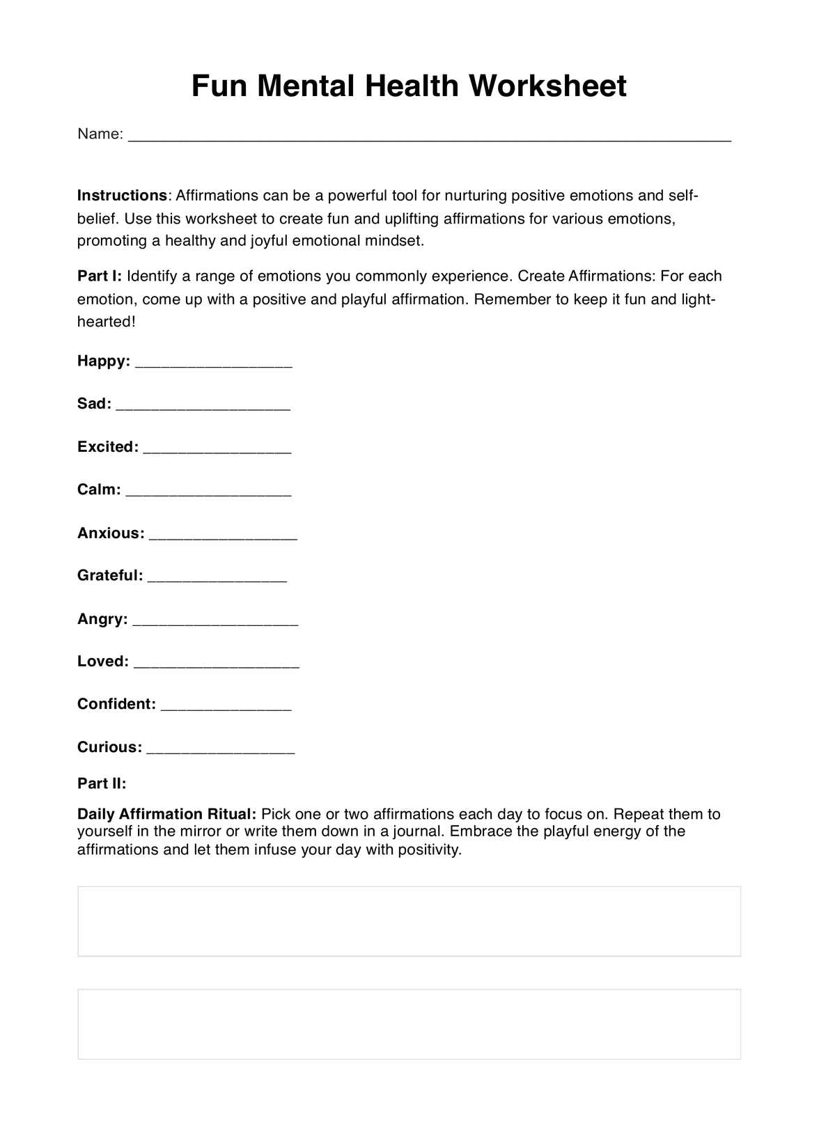 Fun Mental Health Worksheets Fun Mental Health Worksheets