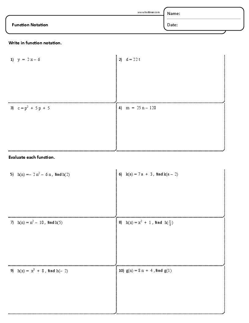 Function Notation Worksheets Function Notation Worksheets