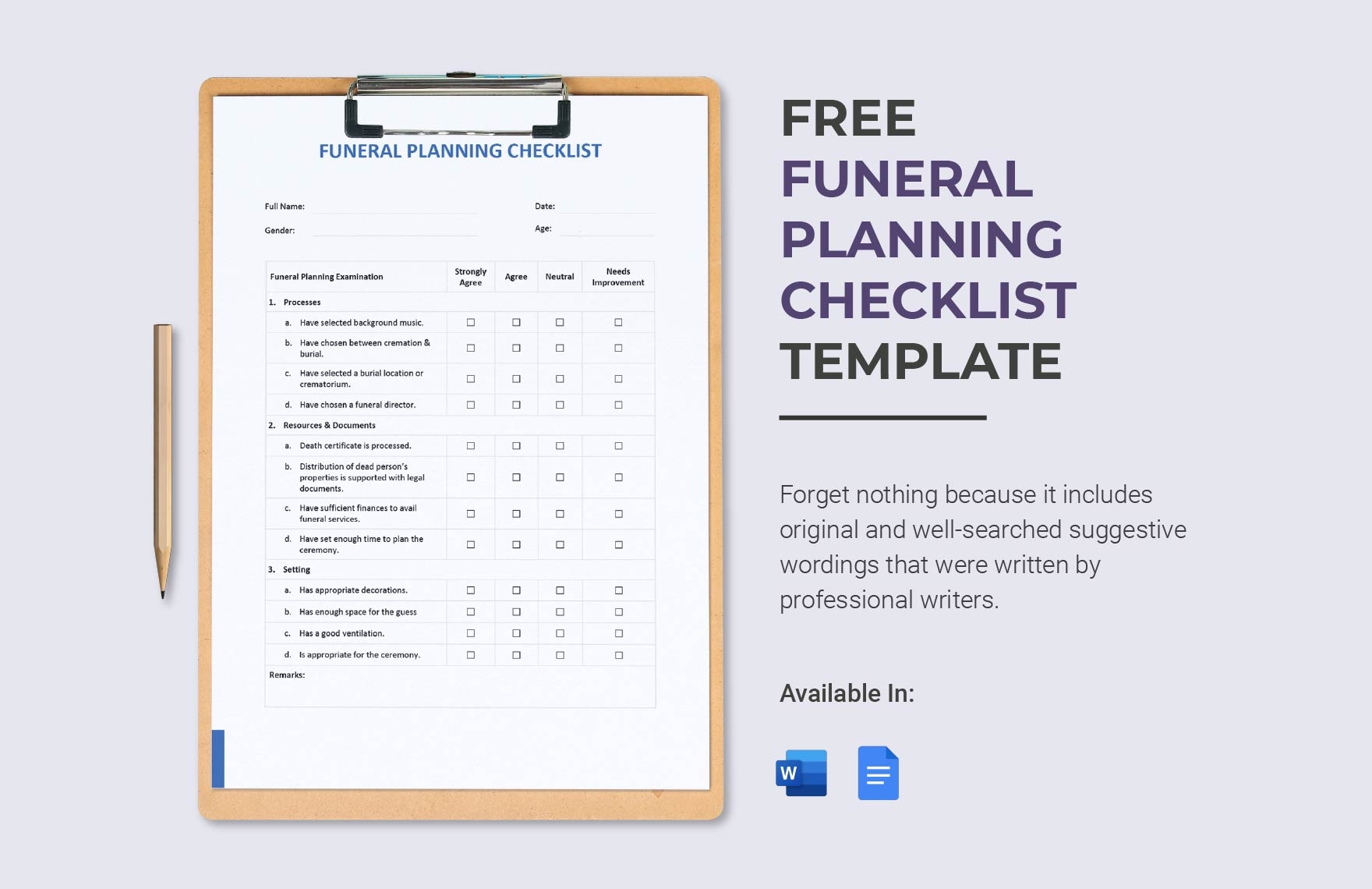 funeral planning worksheet pdf