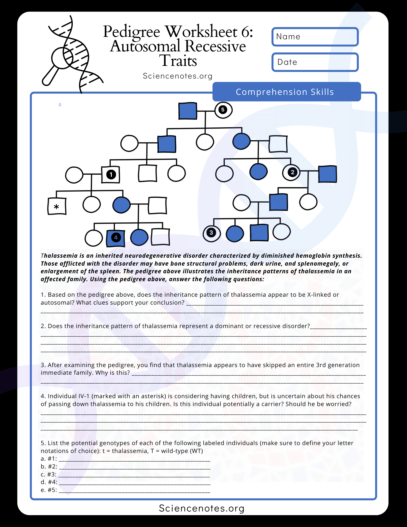 Genetics Worksheets And Printables