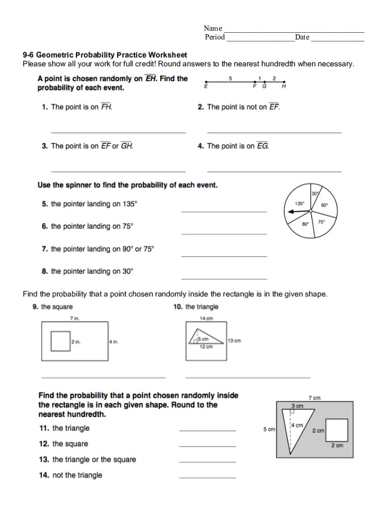 Geometric Probability Worksheet With Answers Pdf Fill Online Printable Fillable Blank PdfFiller