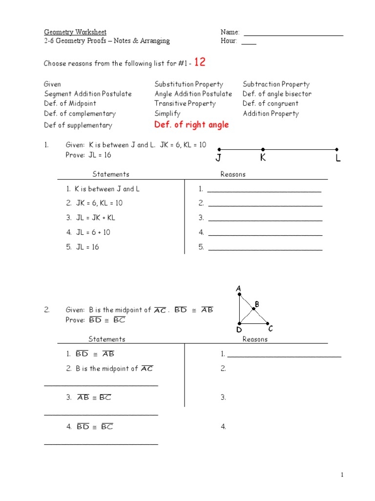 geometry proofs worksheet with answers pdf