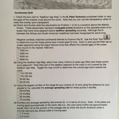Geotour Worksheet B Plate Tectonics Continental Drift Chegg