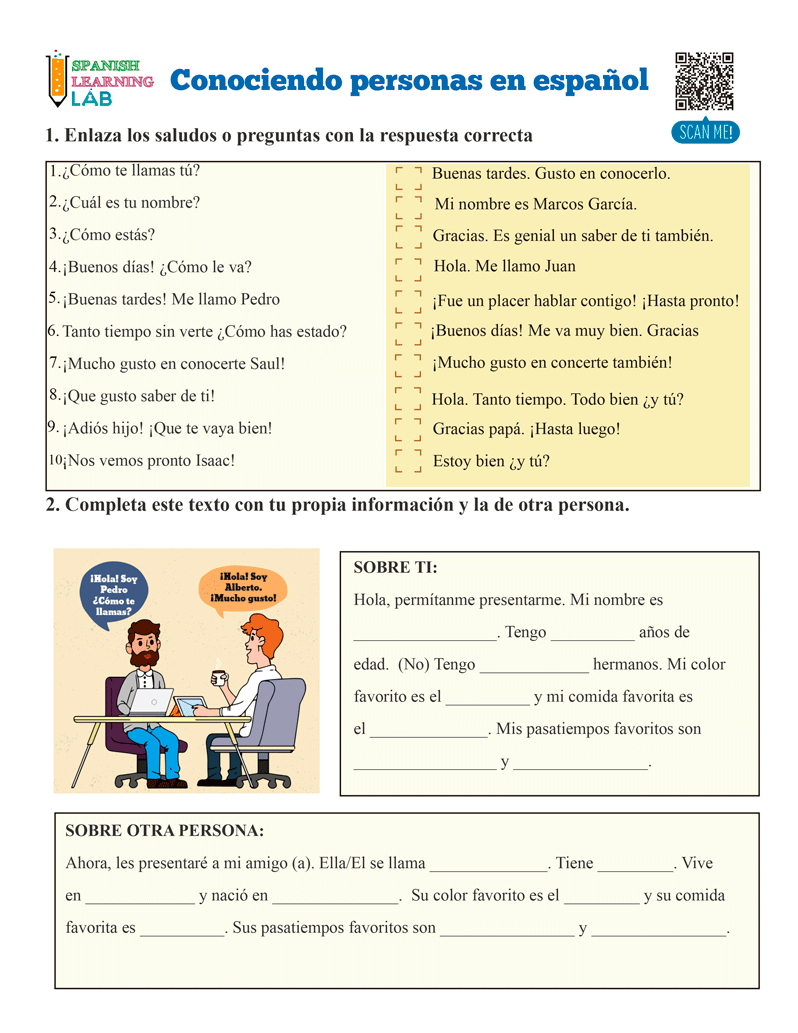 Getting To Know People In Spanish PDF Worksheet Spanish Learning Lab Getting To Know People In Spanish PDF Worksheet Spanish Learning Lab