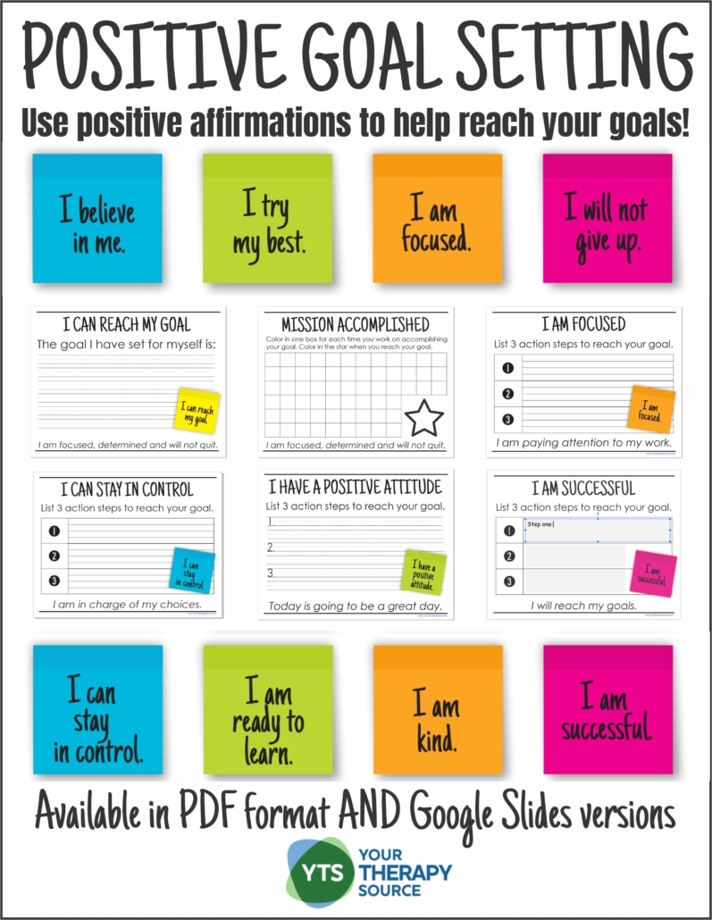 Goal Setting Worksheet For Students PDF Your Therapy Source