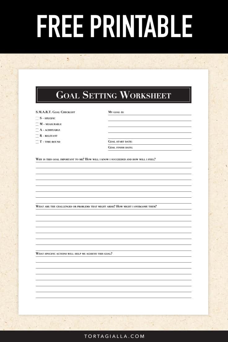 Goal Setting Worksheet Printable To Reset Your Life Tortagialla