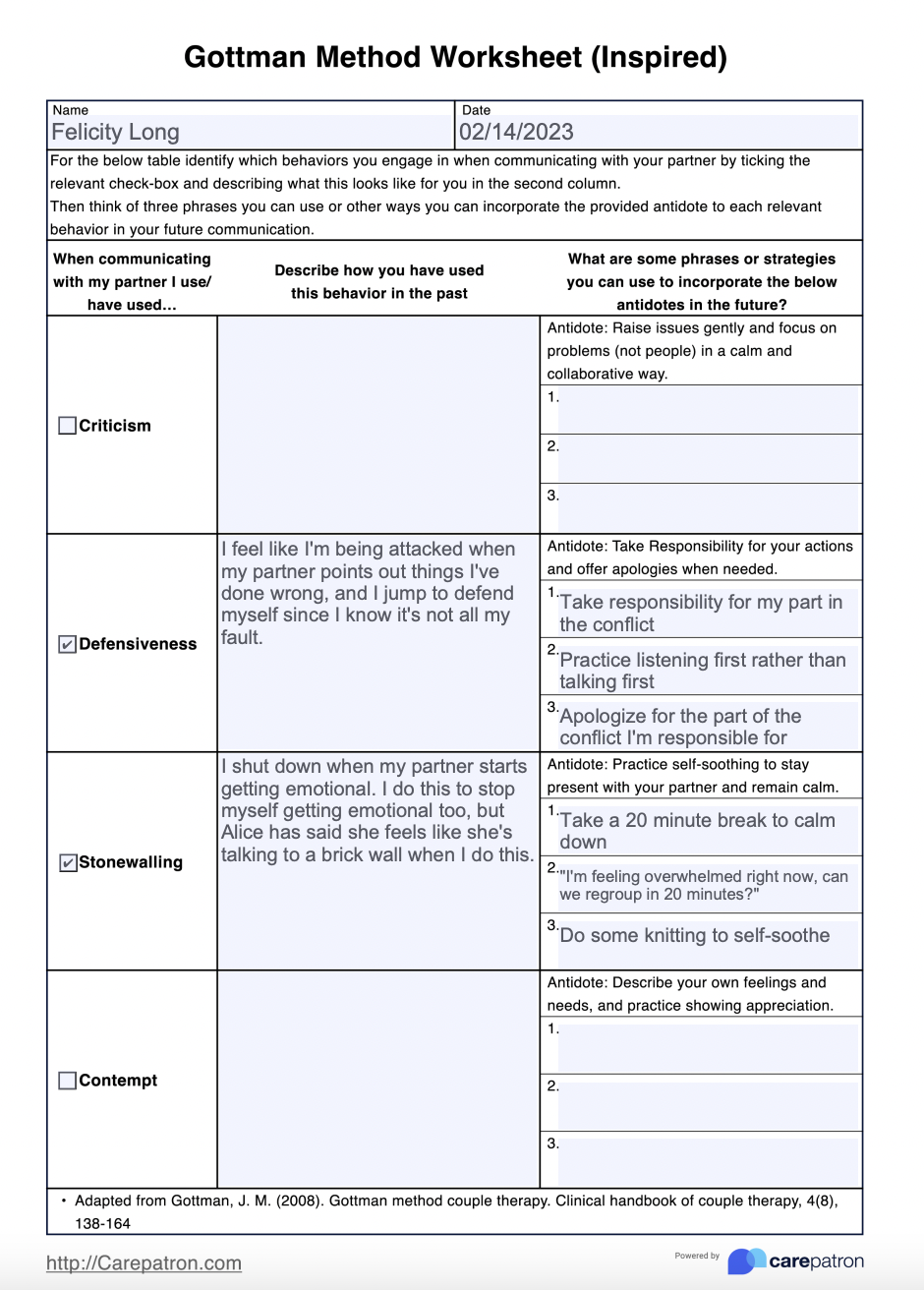 Gottman Australia Worksheets Library Gottman Australia Worksheets Library