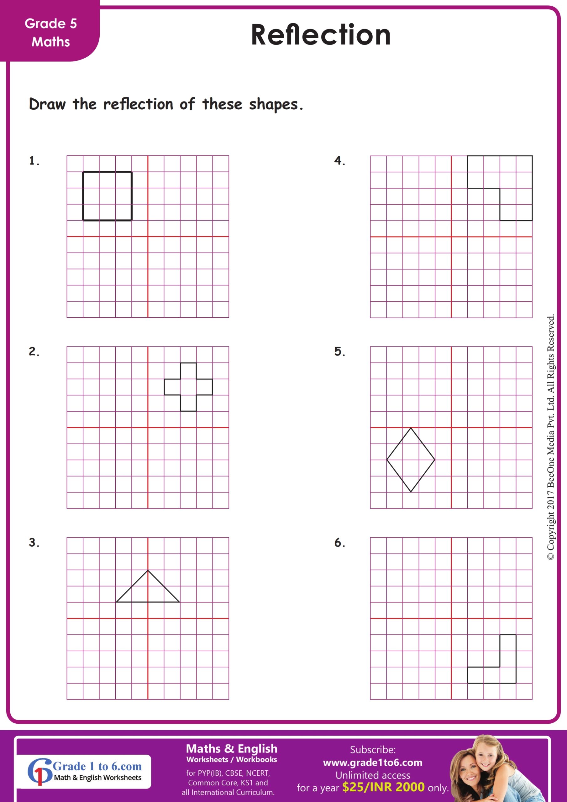 Grade 5 Reflection Of Shapes Worksheets Grade1to6 Worksheets Library