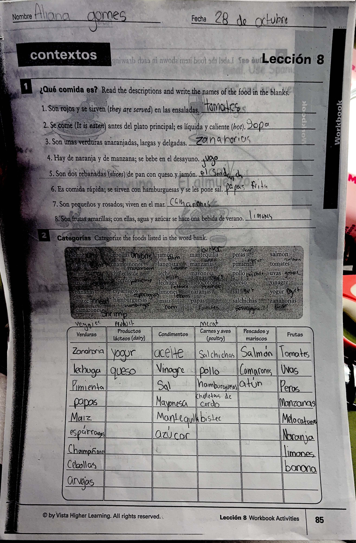 capitulo 2 primer paso worksheet answers