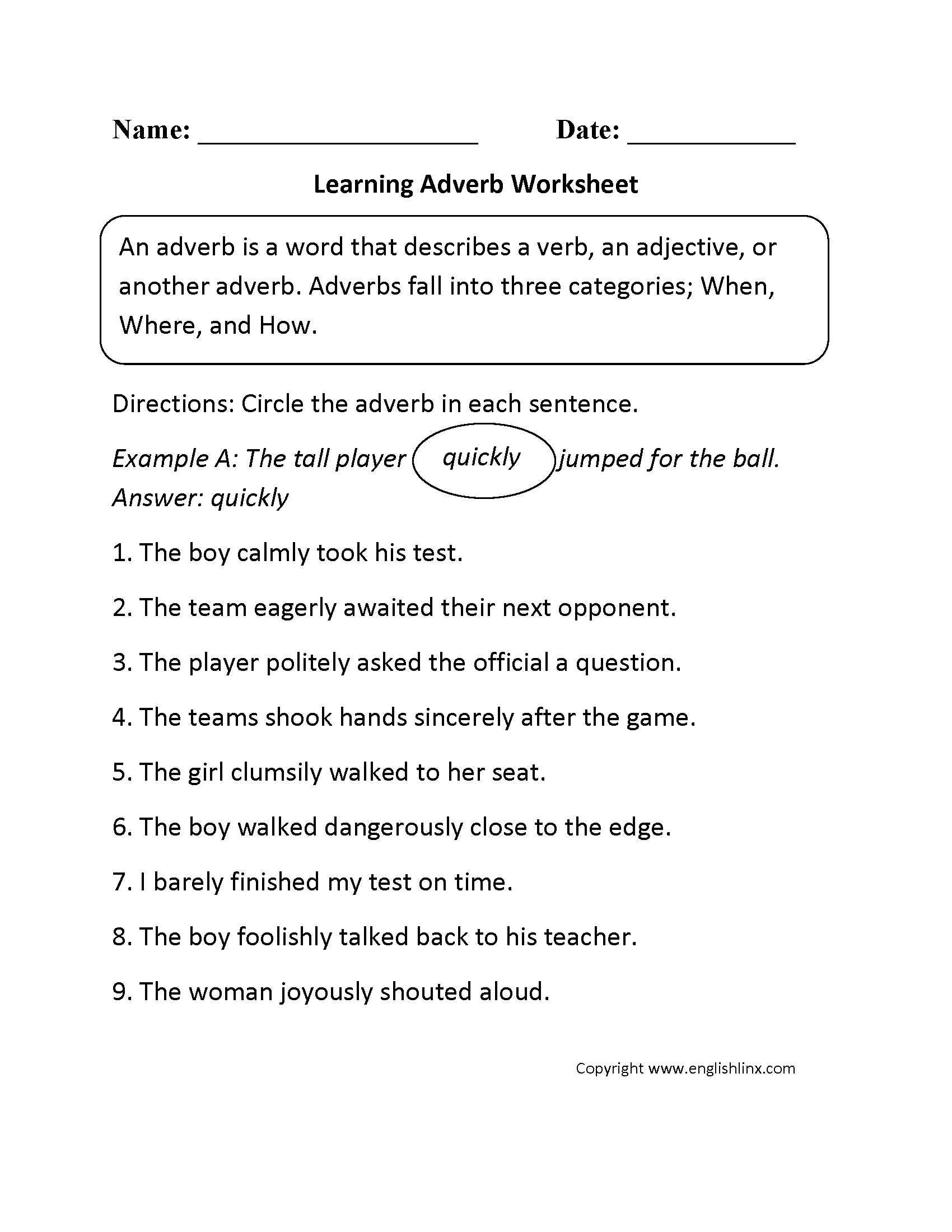 parts of speech pdf worksheets