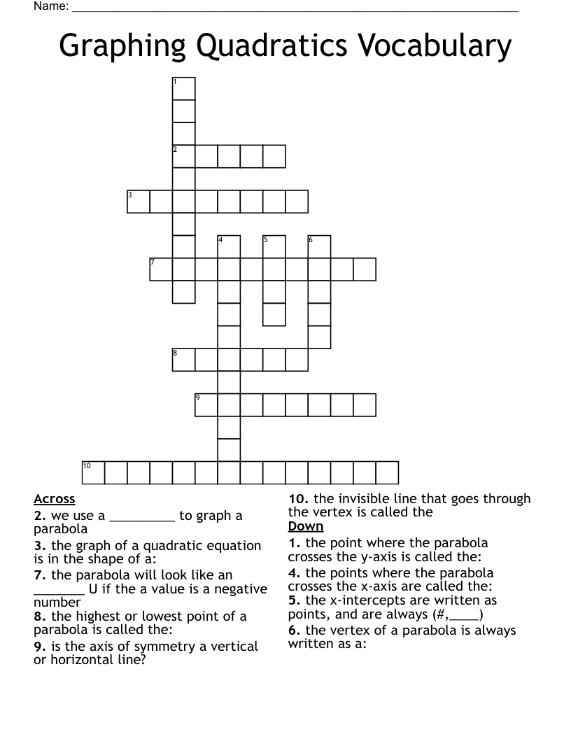 quadratic key terms worksheet answers quadratic key terms worksheet answers