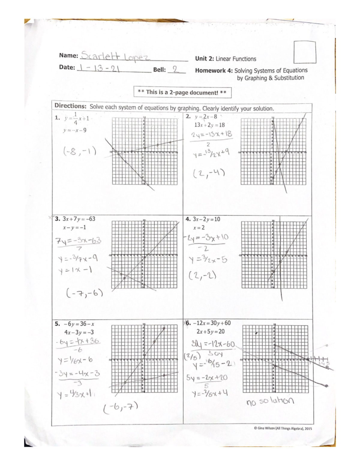 Graphing Substitution Worksheet For Math Practice Studocu