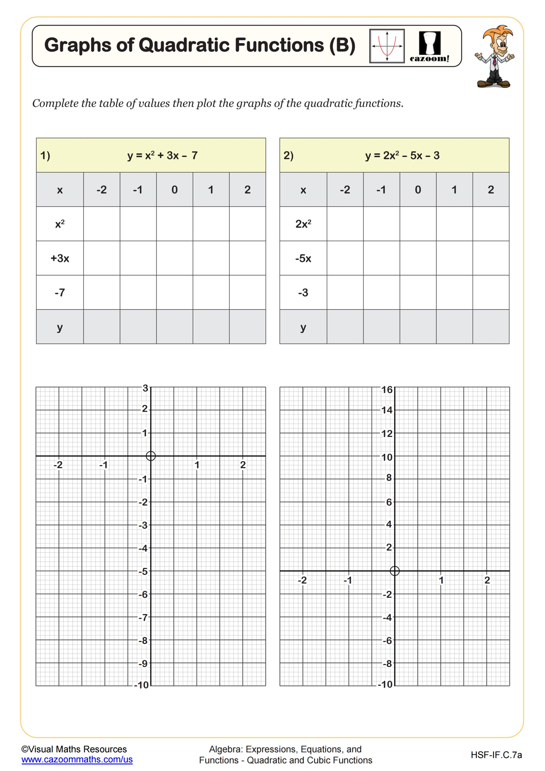 Graphs Of Quadratic Functions B Worksheet PDF Printable Algebra Worksheet Cazoom Math Graphs Of Quadratic Functions B Worksheet PDF Printable Algebra Worksheet Cazoom Math