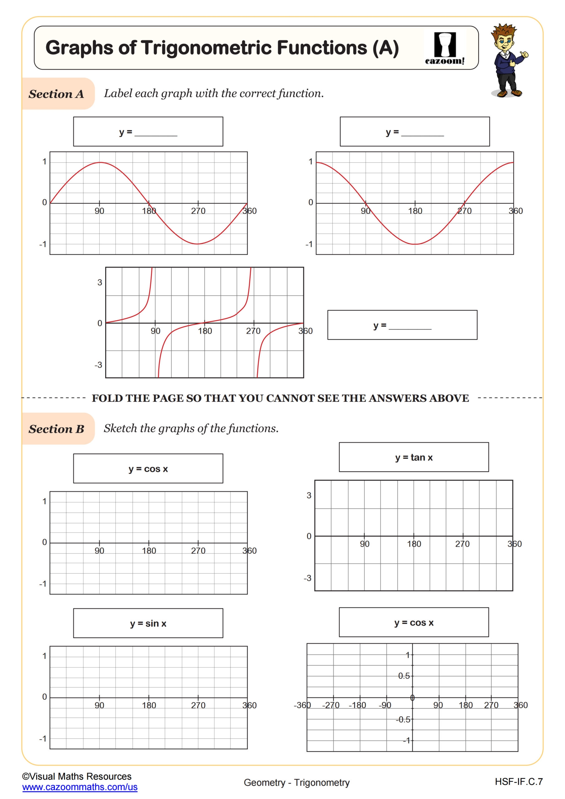 Graphs Of Trigonometric Functions A Worksheet Algebra II PDF Worksheets Cazoom Math