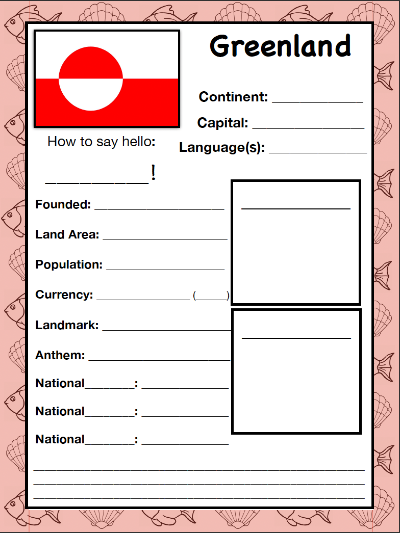 Greenland map worksheet free download