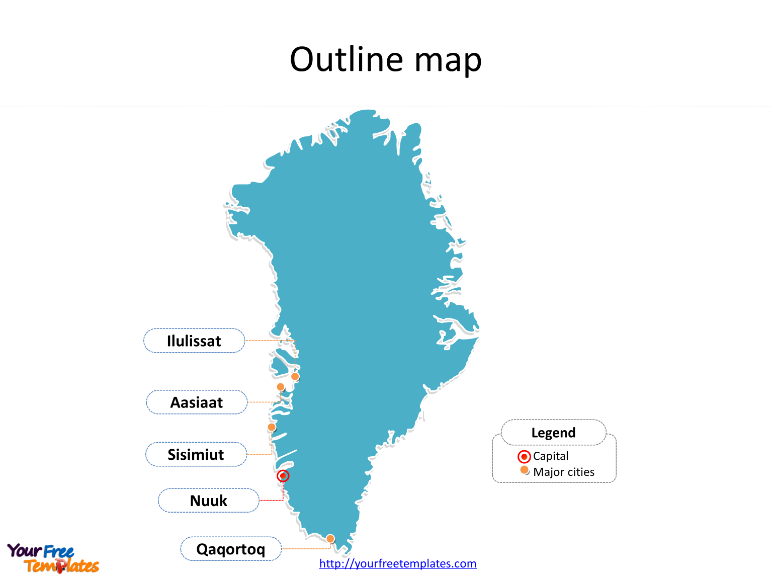Greenland Map With Five Municipalities Free PowerPoint Template Greenland Map With Five Municipalities Free PowerPoint Template