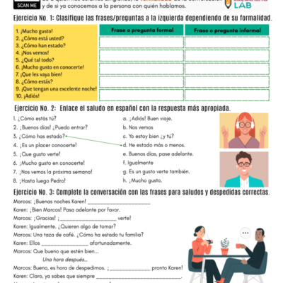 Greetings And Farewells In Spanish PDF Worksheet Spanish Learning Lab
