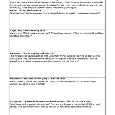 Grief Worksheets