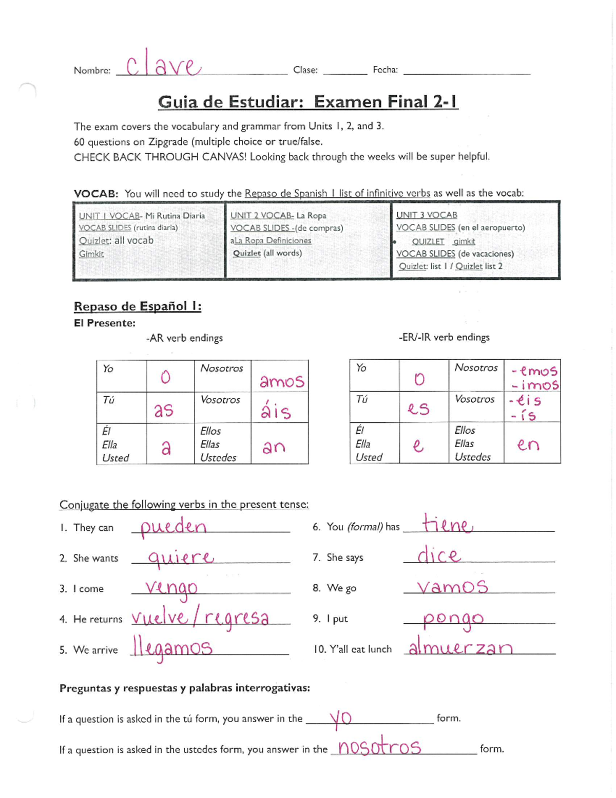 Gu a De Estudio Para El Examen Final De Espa ol II 1 Units 1 3 Studocu Gu a De Estudio Para El Examen Final De Espa ol II 1 Units 1 3 Studocu