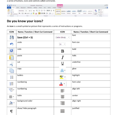 GUI Communication Understanding Icons In Microsoft Word