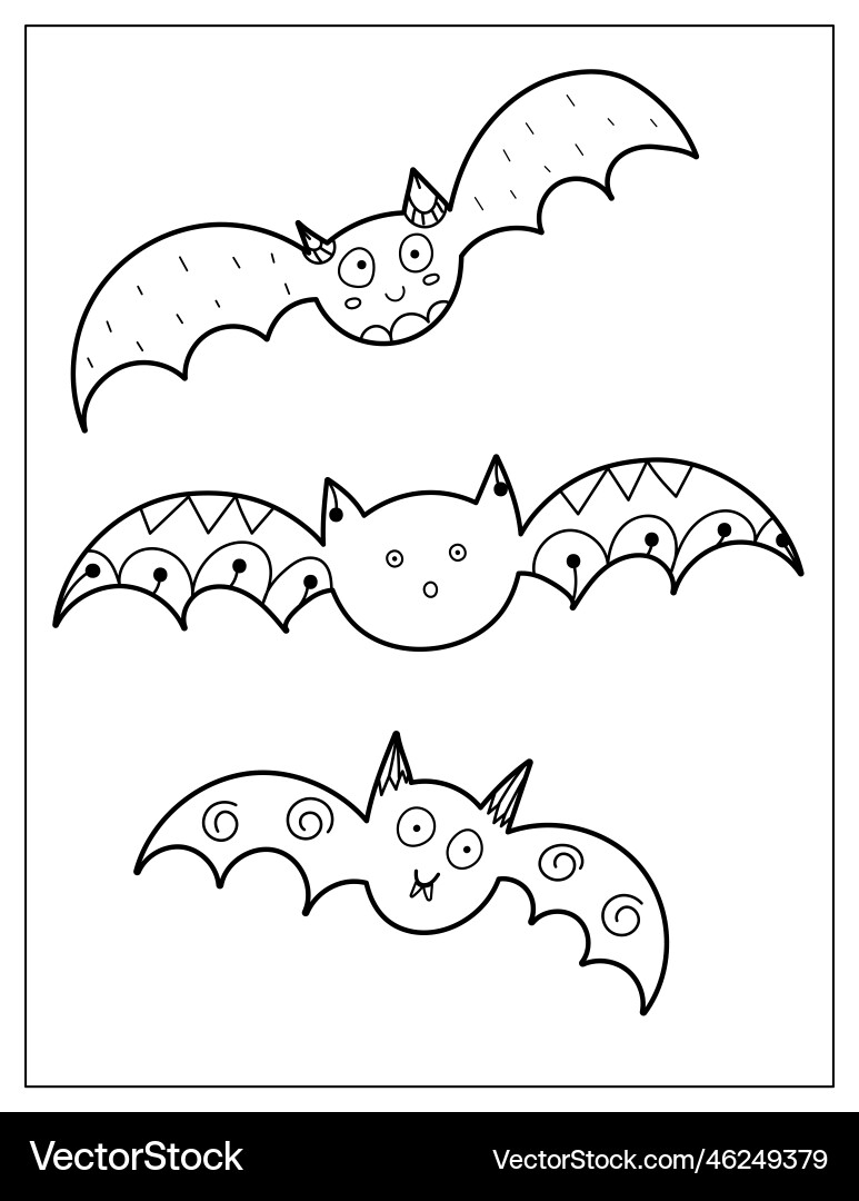 Halloween Coloring Page With Cute Bats Spooky Royalty Free Vector VectorStock Halloween Coloring Page With Cute Bats Spooky Royalty Free Vector VectorStock