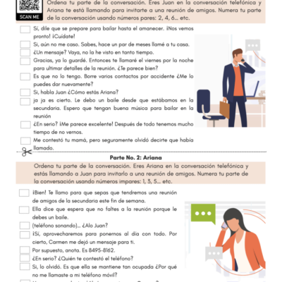 Having A Phone Conversation In Spanish PDF Worksheet Spanish Learning Lab