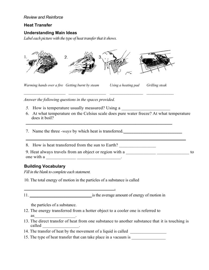 Heat Transfer Worksheet Conduction Convection Radiation