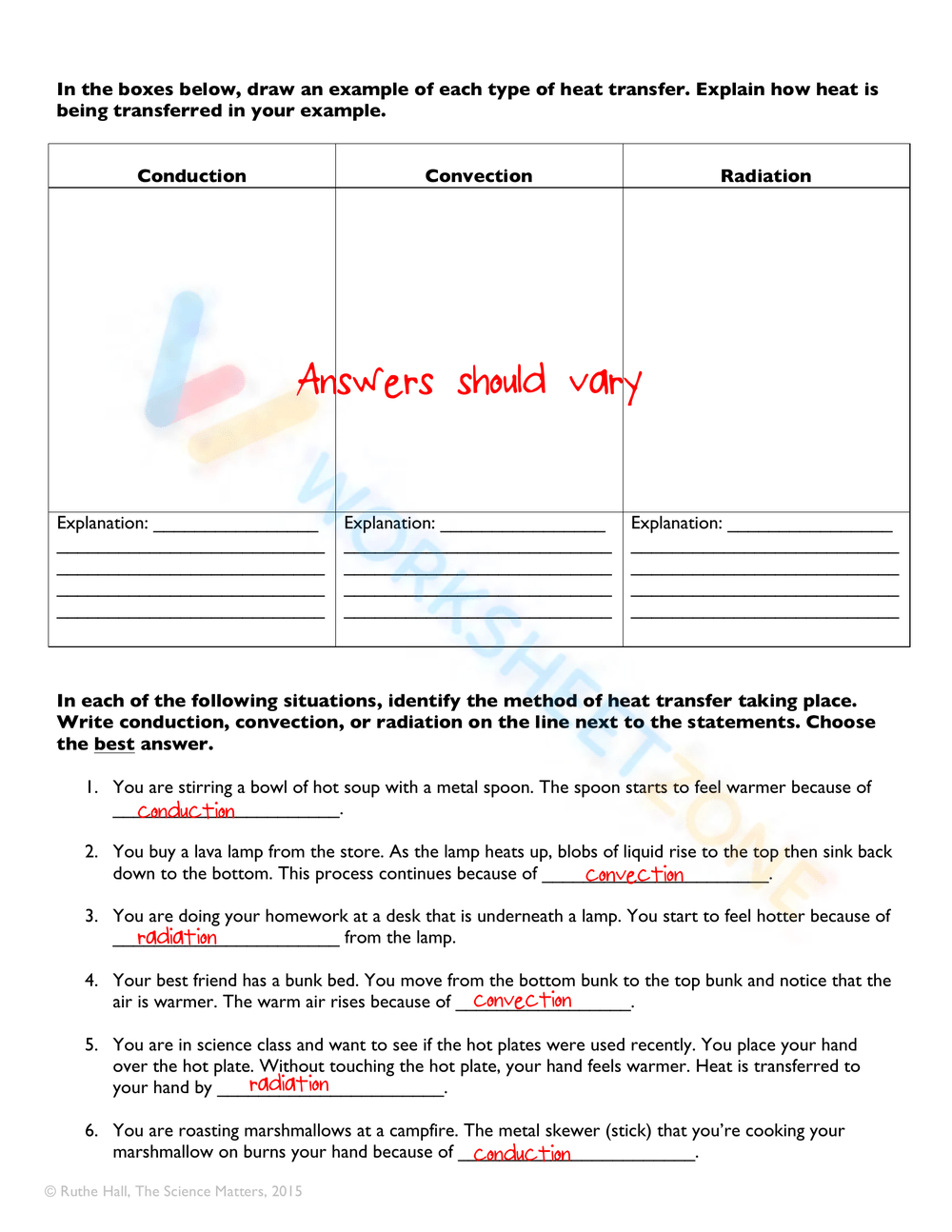 heat transfer worksheet answers