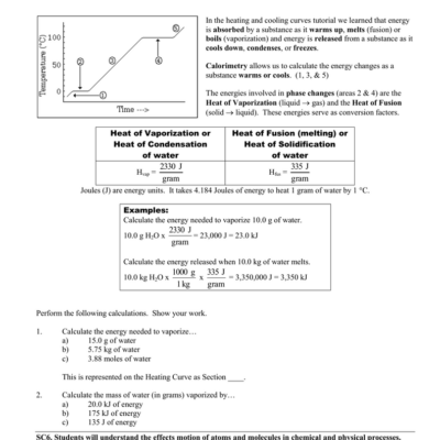 Heating Curve Calculations Worksheet Chemistry