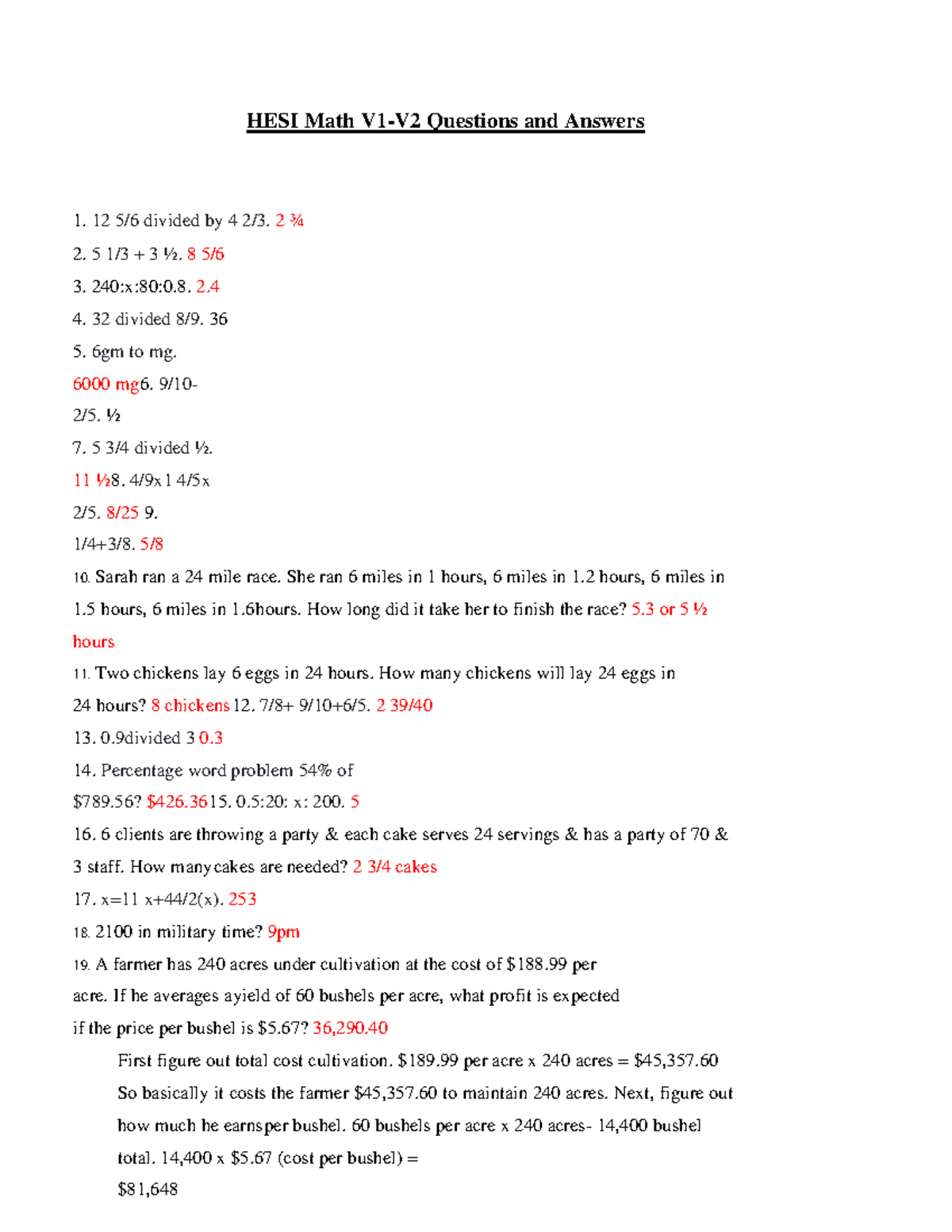 HESI Math V1 V2 Questions And Answers Review Guide Studocu HESI Math V1 V2 Questions And Answers Review Guide Studocu