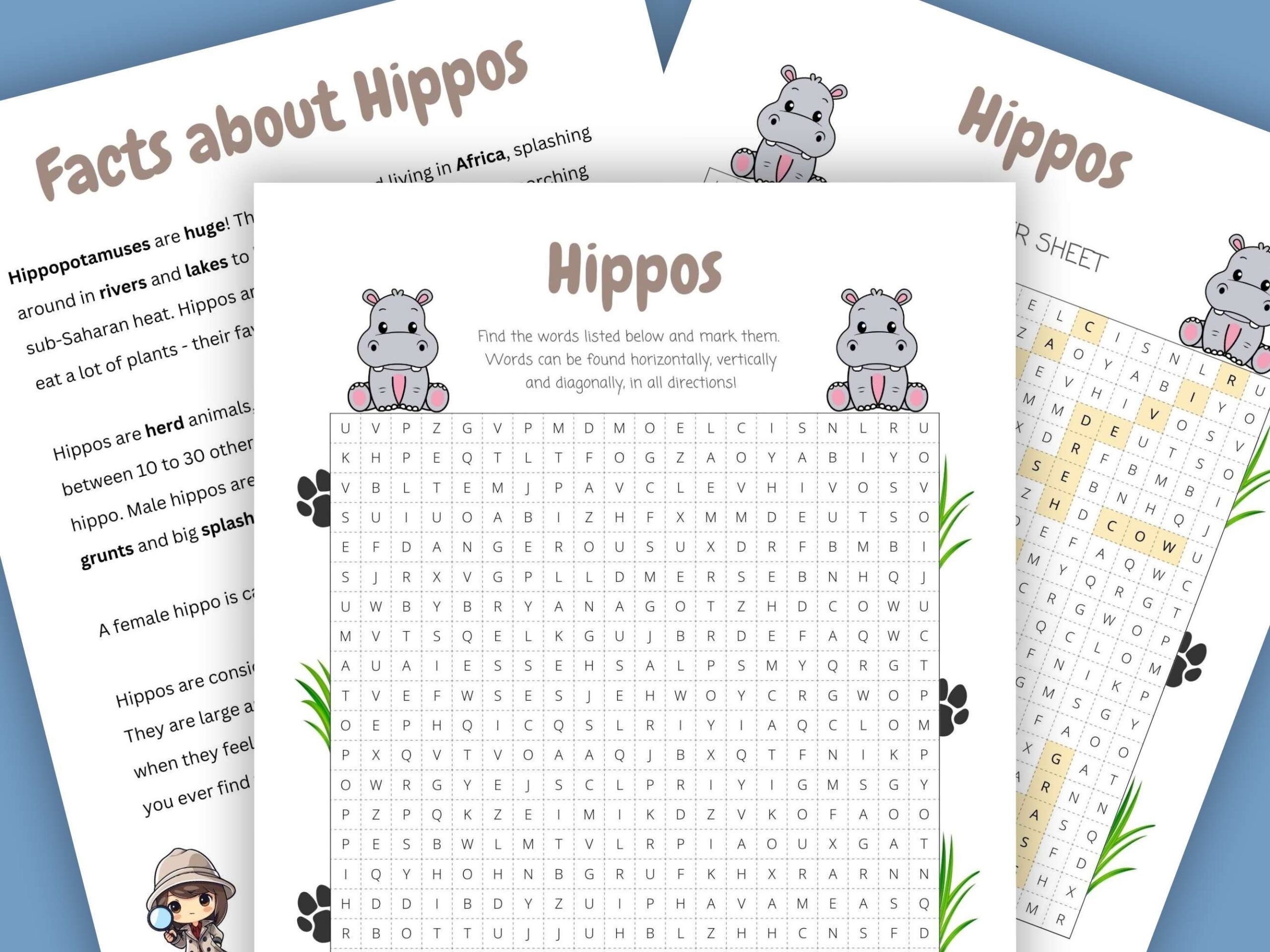 Hippo Word Search Puzzle For Kids Fun Fact Sheet PDF Etsy Hippo Word Search Puzzle For Kids Fun Fact Sheet PDF Etsy