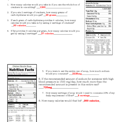 Honors Global Current Events 2021 2022 Nutrition Label Worksheet Answer Key Studocu