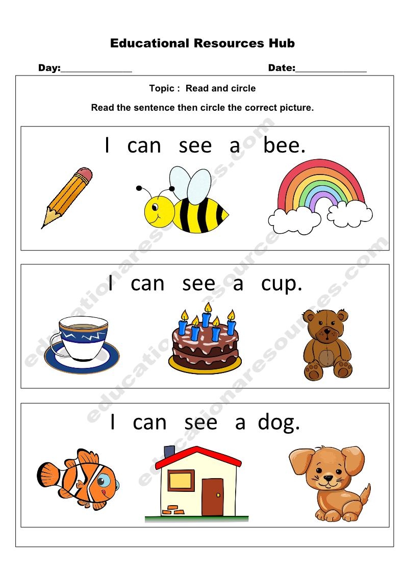 Https t co 63tYnsGDlw Learning Support Educational Worksheet For Kindergarten Kids Free Download English Activity Read And Circle Worksheet Part 3 Pdf Homeschooling And Regular School Kids Worksheet For Practice Kindergarten worksheets 