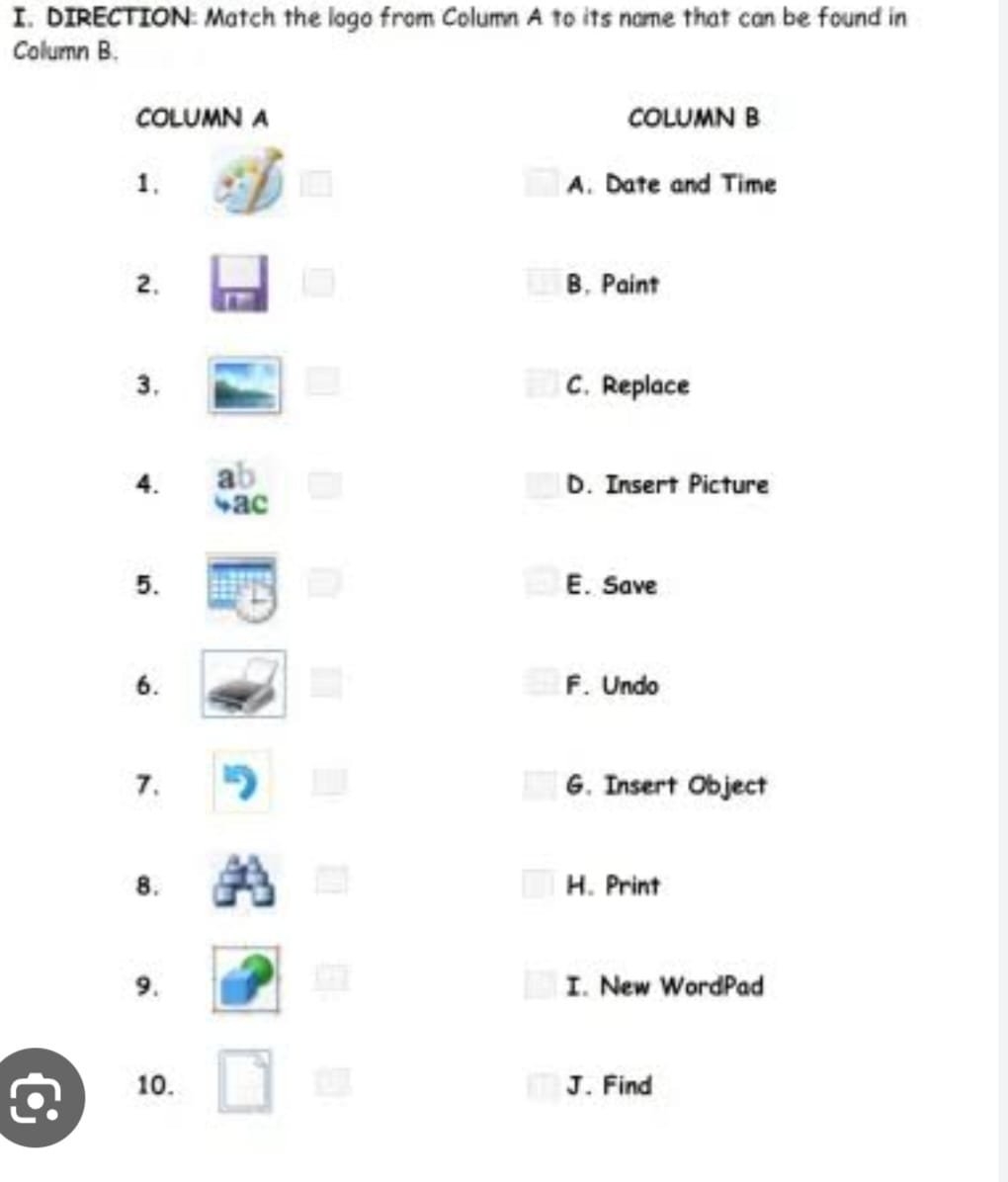 I DIRECTION Match The Logo From Column A To Its Nome That Can Be Found 