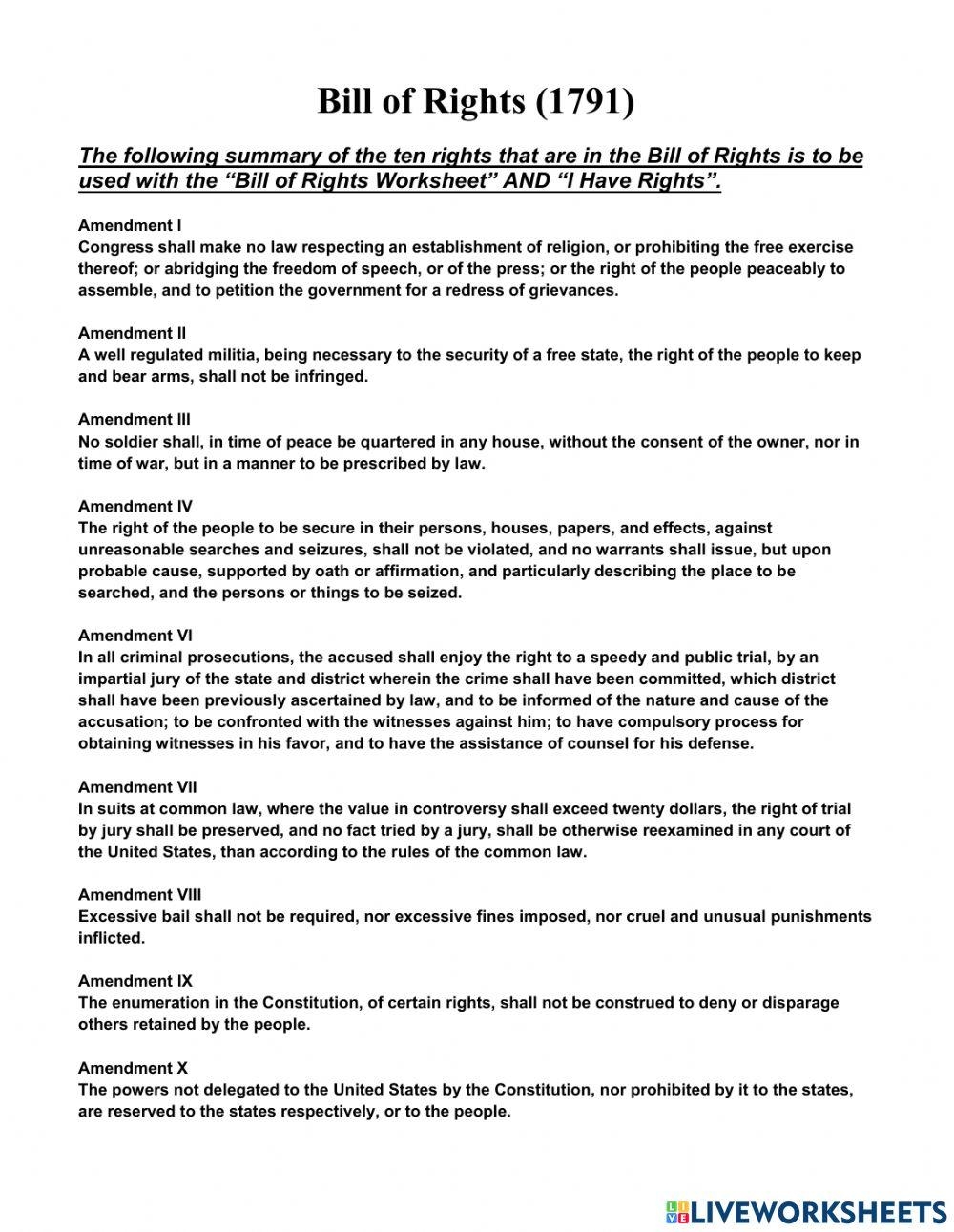 i have rights worksheet answers