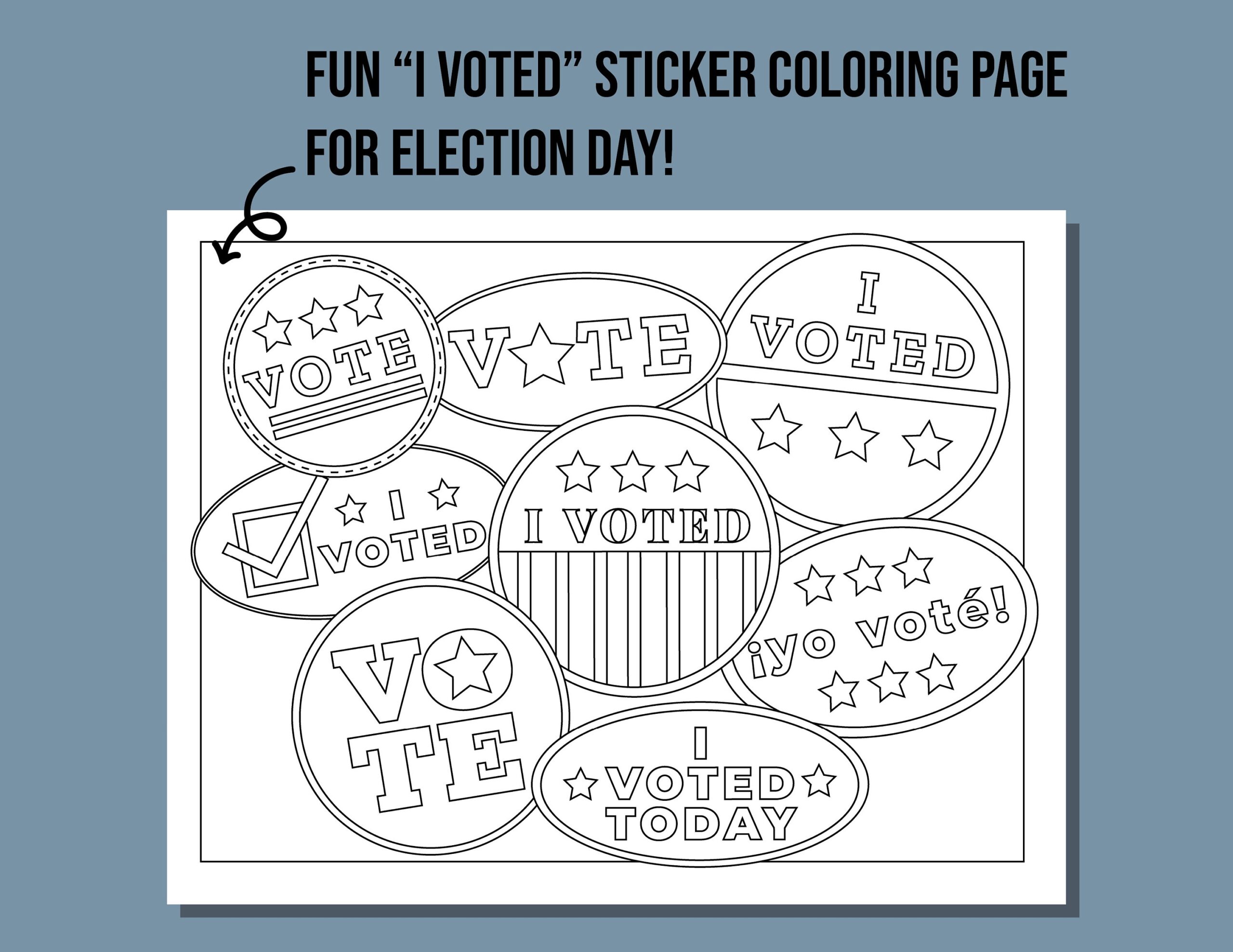 I VOTED Stickers Printable Coloring Page For Kids Election Activity Election Coloring Pages Vote Coloring Book Etsy
